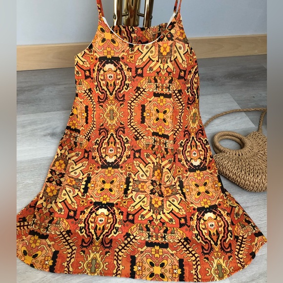 TRUTH NYC Orange Print Mini Dress - Picture 1 of 8